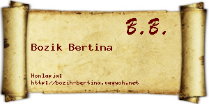 Bozik Bertina névjegykártya